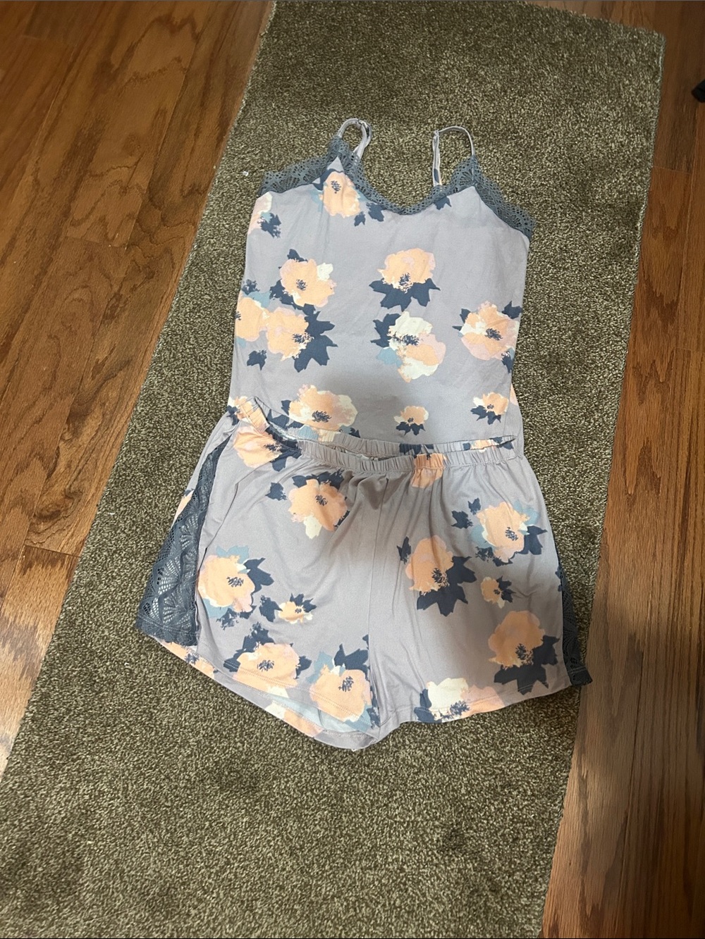 Laundry By Shelli Segal Girls Floral Cami Romper - Light Gray & Peach